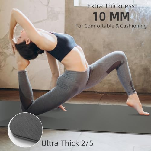 PAIDU POE Yoga Mat （10mm）Extra Thick Fitness Mat 72"x24" with Carry Strap