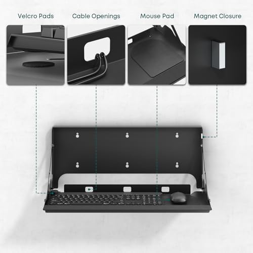 Flip Down Wall Mount Keyboard Tray, 24 Inch Keyboard Holder