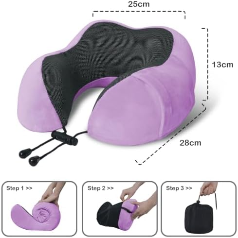 Travel Pillow, Memory Foam Neck Pillow for Traveling, U Shape Neck Pillow Airplane Portable Flight Pillow Travel Kit with 5D Contoured Eye Masks and Earplug for Plane Train Car Home Office