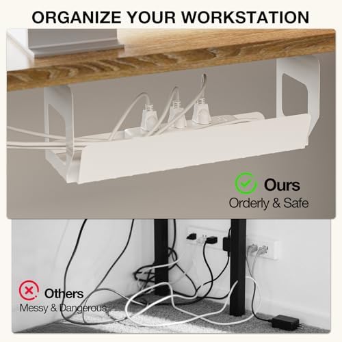 Muvai 59" L Shaped Standing Desk with Cable Tray, Reversible, Oak