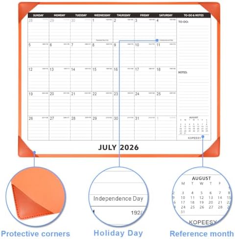 KOPEESY Desk Calendar 2026-2027 with Protective Mat 22" x 17"
