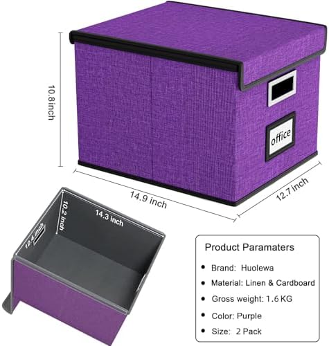 File Organizer Box with Lids, Collapsible File Folder Organizer