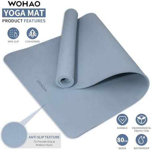 Extra Wide & Thick 8mm Yoga Mat, 72"x31.5"