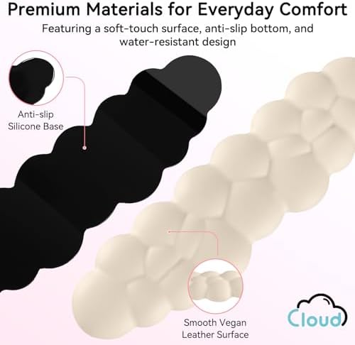 Sushret Cloud Wrist Rest for Computer Keyboard and Mouse Pad Set, Beige