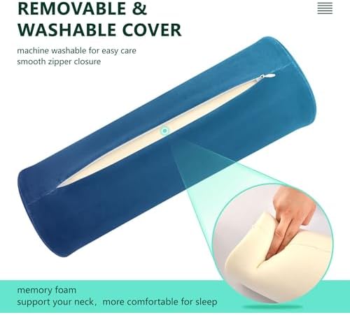 Bolster Pillow Spa Orthopedic Neck Roll Pillow Round Pillows Decorative Cylinder Pillows Sleeping Neck Pillow Covers with Zipper Dark Blue Gradient