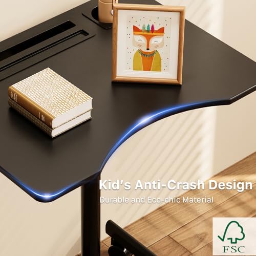 28" Mobile Standing Desk with Cup Holder & Widened Slots