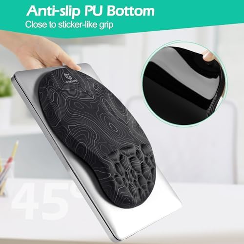 Gimars Upgrade Ergonomic Mouse Pad Wrist Rest with Memory Foam Massage Bump, Enlarge [ 30% Larger Moving Space] Mouse Pad Wrist Support with Nonslip PU Base for Laptop, Computer, Gaming & Office