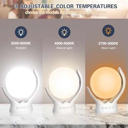 Voraiya Light Therapy Lamp, UV-Free 10000 Lux Sun Lamp, 210° Rotatable, 3 Color Temperatures, 5 Brightness Levels, 4 Timer Settings with Memory, Daylight Lamp for Home Office Desk