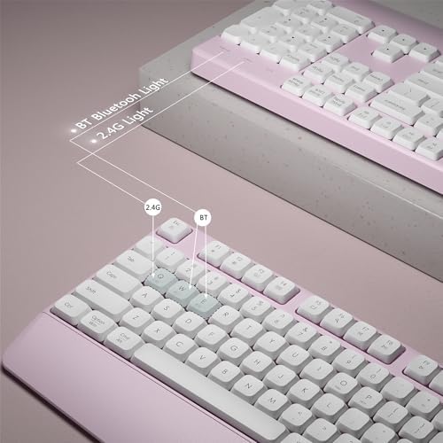 Ergonomic Wireless Bluetooth Keyboard with Wrist Rest (Pink)