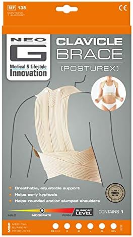 Neo-G Clavicle Brace - Back Support for Early Kyphosis, Rounded Shoulders, Pain Relief, Muscular Aches, Rehab - Fully Adjustable - Class 1 Medical Device - L - Tan
