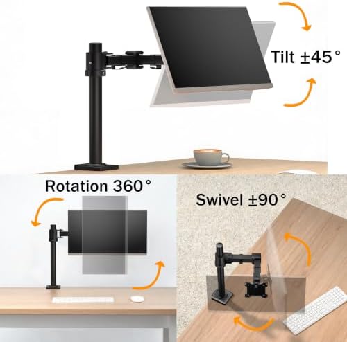 THEARK Single Monitor Arm Desk Mount - Adjustable VESA Desk Arm Mount for 17-32 Inch Screens,Holds up to 19.8 lbs,Single Monitor Stand for Desk with C-Clamp and Grommet Base,VESA 75x75/100x100mm