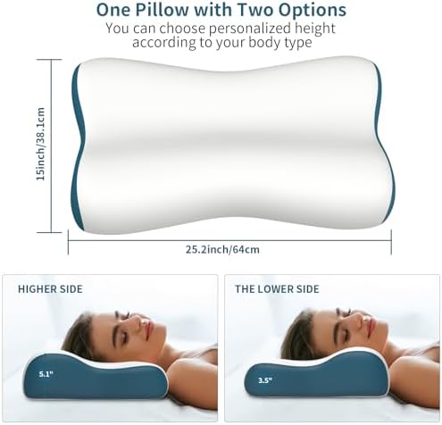 Cervical Pillow for Neck Pain Relief, Contour Memory Foam Pillows for Sleeping, Odorless Ergonomic Pillow Adjustable Orthopedic Cooling Pillow Bed Pillow Neck Support for All Sleepers (White)