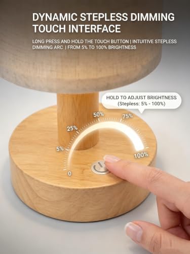 CHLORANTHUS Mini Rechargeable Cordless Table Lamp – 4000mAh Battery Bedside Lamp, Touch Control Dimmable LED Light with 3 Color Modes, Portable Night Light for Decor for Bedroom & Living Room