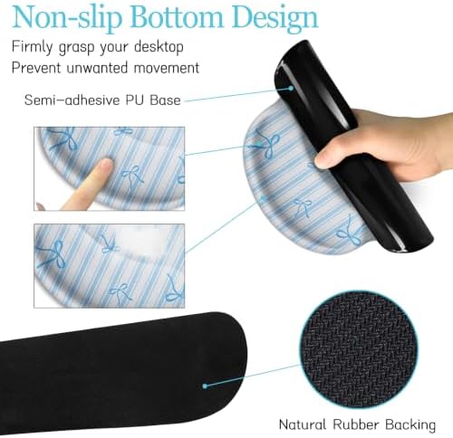 LIMKRIAN Blue Striped Mouse Pad Set Large Desk Mat for Keyboard and Mouse