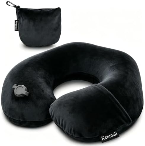 Keemall Inflatable Travel Neck & Shoulder Pillow for Airplanes & Long Trips