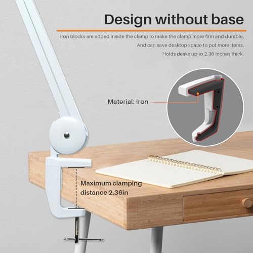 LED Magnifying Lamp with Clamp, 14W 1200LM, 2.25X, White