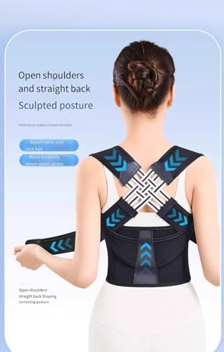 Posture Corrector for Kyphosis, Unisex Back Brace Support, Breathable Adjustable Shoulder Brace with Strong, Back posture support belt，Black and Pink (Pink, X-Large)