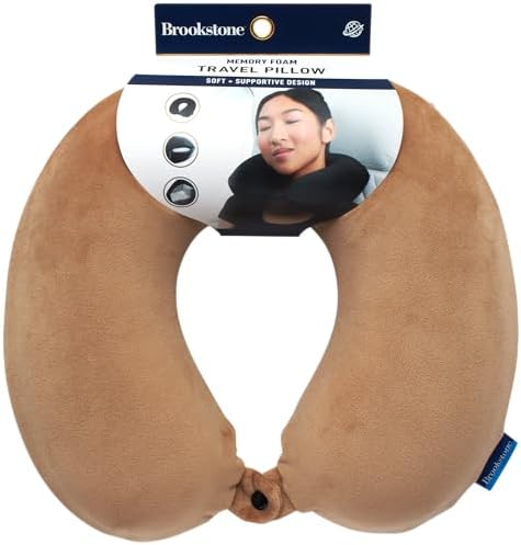 Brookstone Travel Neck Pillow Lightweight U-Shaped Memory Foam Pillow