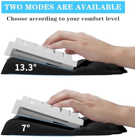 Computer Keyboard Stand with Wrist Rest, Ergonomic Tilted Keyboard Holder - Keyboard Riser with Wrist Pad - Keyboard Tray Support for Office Home -Cloud Set Black