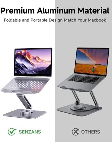 Adjustable Laptop Stand for Desk 360° Rotating Base for 10-17.3''