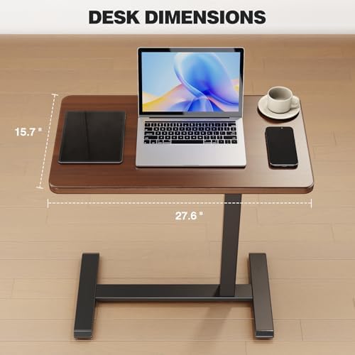 ROMOON Overbed Table with Wheels, Height Adjustable Rolling Laptop Cart