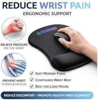 Ergonomic Mouse Pad with Wrist Support, Memory Foam Mousepad for Laptop Computer PC Mac Gaming Office, Non Slip Rubber Base, Comfortable Wrist Rest for Home Work Desk