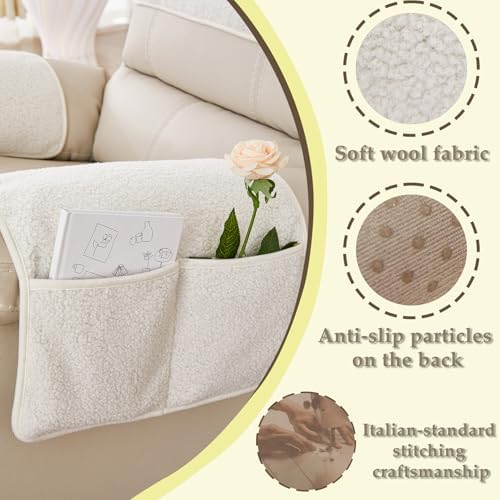 Armrest Covers for Recliner set of 3 Couch Arm Covers with Pockets for Sofa