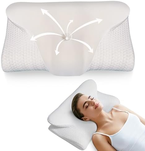 Cervical Neck Pillow for Sleeping – Memory Foam Cervical Pillow for Neck Pain Relief – Ergonomic Side Sleeper Pillow for Adults – Cooling Cervical Neck Pillow for Better Sleep & Support