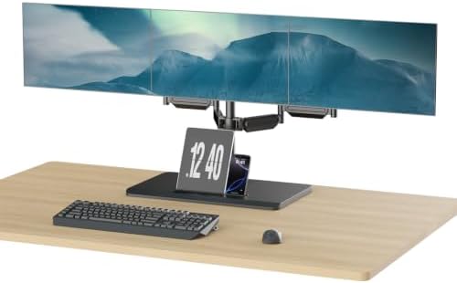 suptek Triple Monitor Mount Gas Spring Monitor Arm Desk Stand with Base