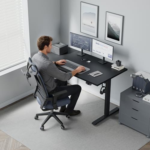 Klicelor 40 Inch Electric Standing Desk, Height Adjustable Office Desk, Sit Stand Up Computer Desk with Memory Preset, Two-Piece Desktop, Black