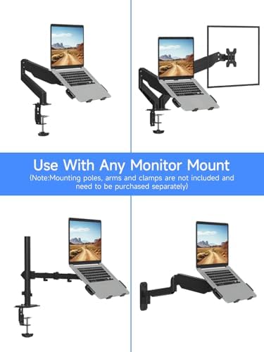 Suptek TP0071 Laptop Tray Adjustable 13 to 18 Inch VESA Arm Mount Tray for Monitor Arms and Stands, Fits 75x75/100x100 mm VESA Mount Holes, Supports Weight Up to 22lbs, Matte Black