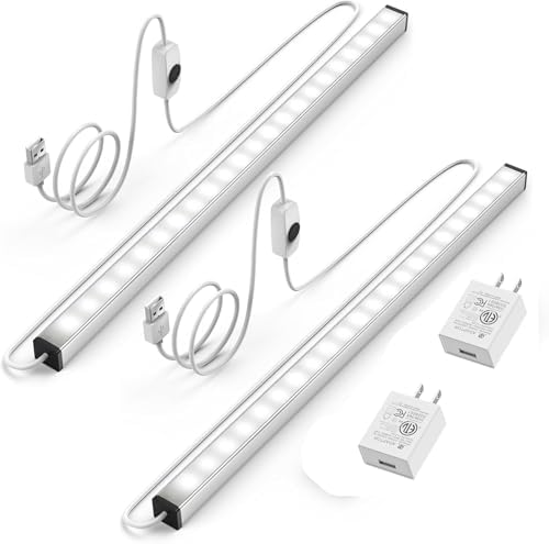 ASOKO 12 Inch Under Counter LED Lights Dimmable 5000K Plug in Desk 2Pack