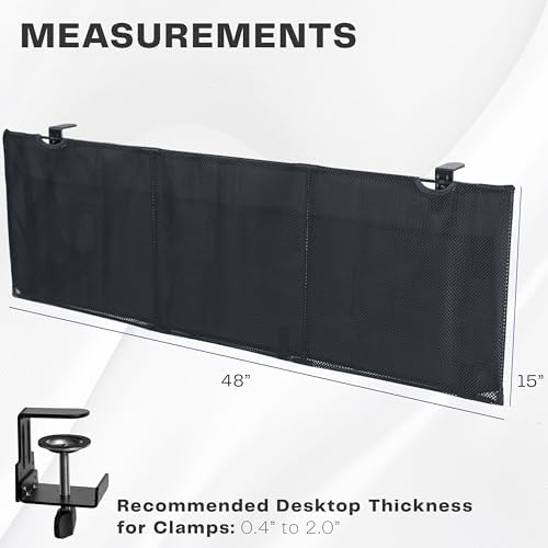 VIVO Black Clamp-on 48 inch Desk Cable Management Sleeve, DESK-SKIRT-48P