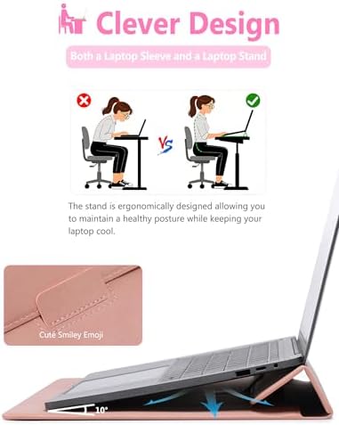 HYZUO 13.3-14 Inch Laptop Case Sleeve with Stand Feature, Pink