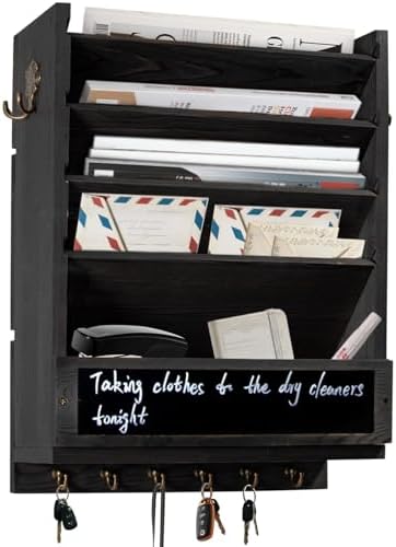 Wall Mail Organizer, Rustic Key and Mail File Holder for Wall Mount