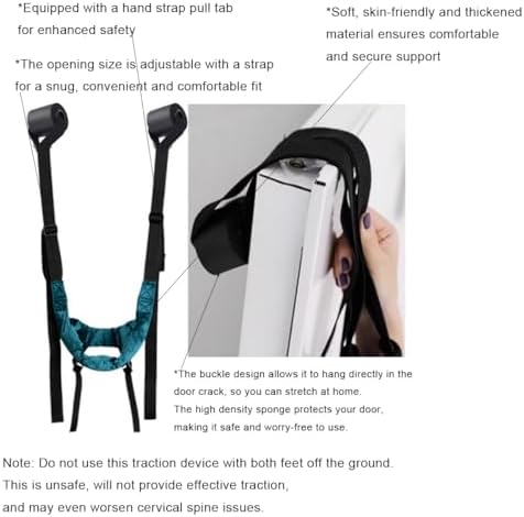Portable Cervical Traction Harness Neck Stretcher for Home-Adjustable Neck Traction Strap for Neck Fatigue Relief for Adults (Over Door Design)
