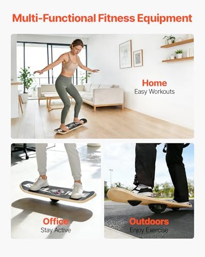 VEVOR Balance Board, 2-in-1 Wobble Board Trainer for Adults, Premium Wooden Balance Training Equipment, with Roller, Magnetic Stoppers, Storage Rack, for Core Workouts, Surf Trainer & Physical Therapy
