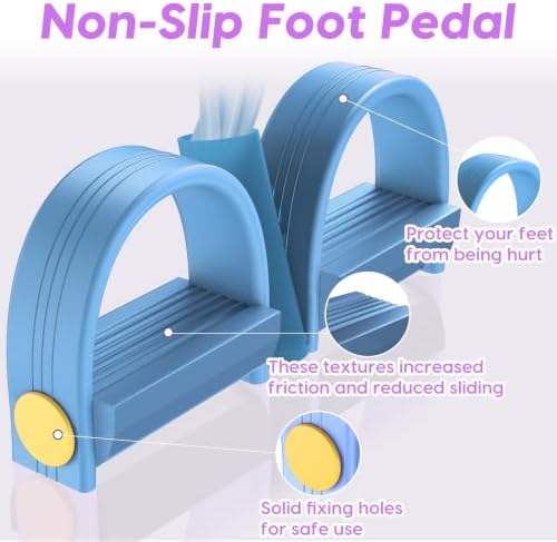 Pedal Resistance Band with Handles, 6-Tubes Natural Rubber Exercise Band