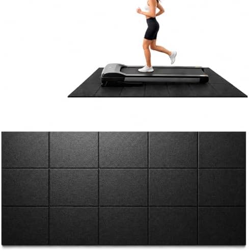 Treadmill Mat, 5'x2.5'/5.6'x2'/6.5'x3'/8'x3',6mm Thickness Exercise Equipment Mat for Carpet Hardwood Floors, Compatible with Walking Pad,Spin Bike,Elliptical Trainer,Rowing Machine
