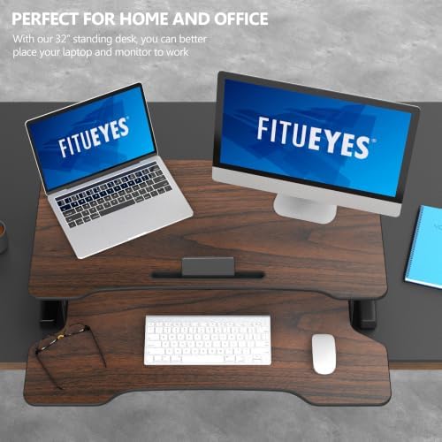 FITUEYES Height Adjustable Standing Desk 32” Wide Sit to Stand Converter