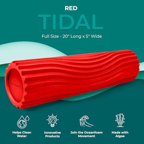 Oceanfoam Tidal Roller - Muscle Massage Foam Roller for Exercise (Red)