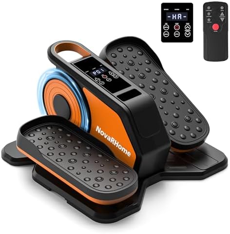 Under Desk Elliptical Machine, Quiet & Portable Electric Machine Seated Pedal Exerciser with Remote Control, Low-Impact Electric Leg Workout Machine with 12 Level Speeds Adjustable for Home Office