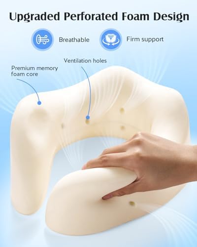 YFONG Travel Pillow with 3D Sleep Mask for Long Flights Airplane, Blue