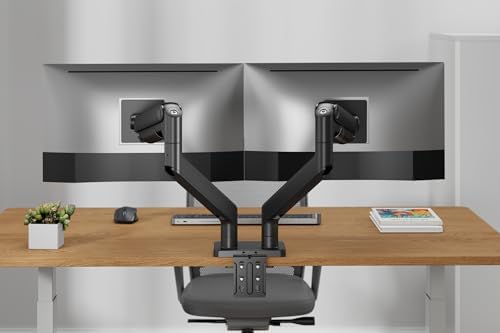 DIGITUS monitor mount – 2 screens – up to 45 inches – 20 kg load capacity – mechanical spring – for flat and curved monitors – VESA 75x75 100x100 – rotate, swivel, tilt – black