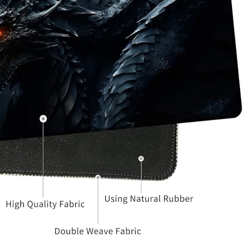 4 in 1 Mouse Pad Combo, Large Gaming Mouse Pad + Keyboard Wrist Support + Mouse Wrist Rest + Coaster, Table Pad 31.5 "x 11.8" with Memory Foam Ergonomic Wrist Pad Set, Cool Dark Dragon