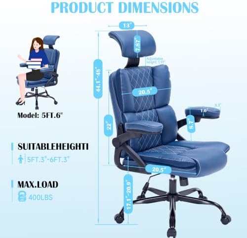 400lbs Executive Office Chair with Adjustable Headrest