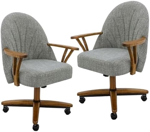 Chromcraft Bailey Swivel-Tilt Caster Dining Chair - Chestnut - Marble - 2pc