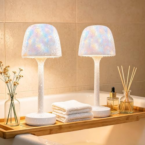 2-Pack Waterproof Shower Lamp Rechargeable LED Ocean Projector