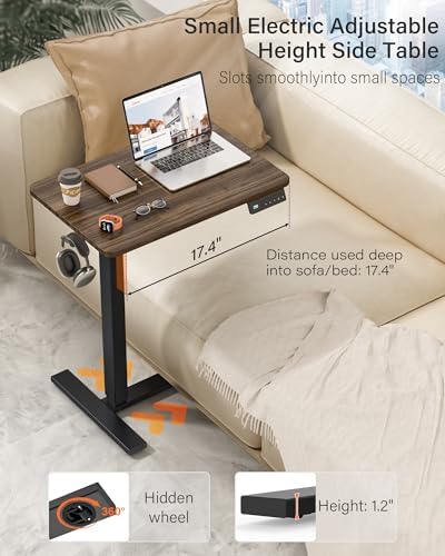 FiCiHi 28 Inch Small Electric Standing Desk, Adjustable Mobile Laptop Desk