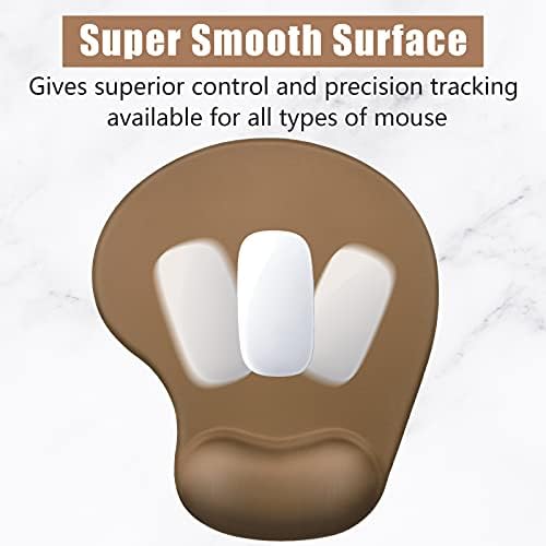 Hsurbtra Ergonomic Mouse Pad with Wrist Rest Support, Gel Mouse Pads with Non-Slip PU Base, Pain Relief Memory Foam Computer Mat, Cute Office Supplies Desk Decro Accessories, Leather Brown